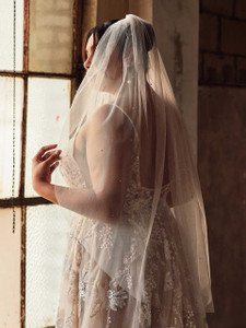 Glitter Tulle Fingertip Wedding Veil with Pearls Envogue V2381SF Glitter Tulle Fingertip Wedding Veil with Pearls Envogue V2381SF