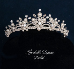 2" Tall Pearl and Rhinestone Wedding Tiara hp9678 2" Tall Pearl and Rhinestone Wedding Tiara hp9678