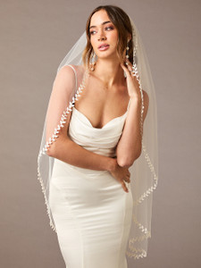 Lace Edge Fingertip Wedding Veil Envogue V2587SF  Lace Edge Fingertip Wedding Veil Envogue V2587SF