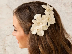 Bridal Comb with Glitter Tulle Flower Envogue HC2531