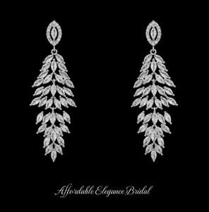 Silver Plated 3A CZ Chandelier Wedding Earrings Silver Plated 3A CZ Chandelier Wedding Earrings