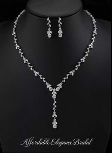 CZ Crystal Vine Bridal Jewelry Set with Front Drop CZ Crystal Vine Bridal Jewelry Set with Front Drop