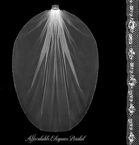 Waltz Wedding Veil with All Clear Beaded Crystal Edge Waltz Wedding Veil with All Clear Beaded Crystal Edge