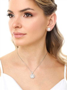 Freshwater Pearl and CZ Starburst Bridal Jewelry Set Freshwater Pearl and CZ Starburst Bridal Jewelry Set