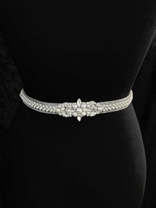 Elegant Pearl and Rhinestone Beaded Wedding Belt 9726 Elegant Pearl and Rhinestone Beaded Wedding Belt 9726