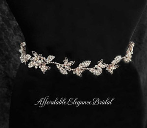 Rose Gold Pearl and Rhinestone Bridal Headband 9700H Rose Gold Pearl and Rhinestone Bridal Headband 9700H