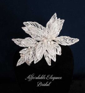Pearl and Rhinestone Beaded Lace Bridal Hair Clip 9612 Pearl and Rhinestone Beaded Lace Bridal Hair Clip 9612