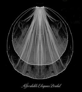 Two Layer Rhinestone Trim Edge Fingertip Length Wedding Veil Two Layer Rhinestone Trim Edge Fingertip Length Wedding Veil