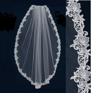 Beaded Venise Lace Fingertip Length Wedding Veil C234 Beaded Venise Lace Fingertip Length Wedding Veil C234