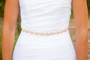 Rose Gold Champagne Pearl and Rhinestone Wedding Belt 9505 Rose Gold Champagne Pearl and Rhinestone Wedding Belt 9505