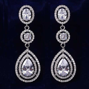 Glamorous CZ Pear Cut Drop Wedding Earrings Glamorous CZ Pear Cut Drop Wedding Earrings