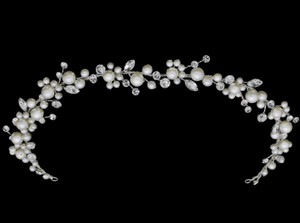 Pearl and Crystal Floral Vine Bridal Headband hp3436 Pearl and Crystal Floral Vine Bridal Headband hp3436