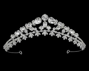 Chic 1" Tall Floral Rhinestone Bridal Tiara hp7079 Chic 1" Tall Floral Rhinestone Bridal Tiara hp7079