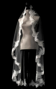 Waltz Mantilla Wedding Veil with Chantilly Lace Waltz Mantilla Wedding Veil with Chantilly Lace