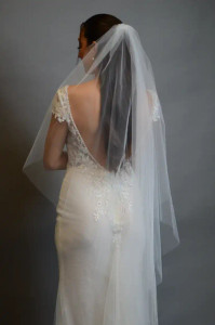 Custom Made Semi Waltz Wedding Veil with Cut Edge Custom Made Semi Waltz Wedding Veil with Cut Edge