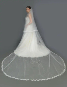 Two Layer Royal Cathedral Wedding Veil with Chantilly Lace Two Layer Royal Cathedral Wedding Veil with Chantilly Lace