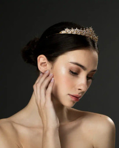 Gold Plated Petite CZ Crystal Leaf Wedding Tiara E309 Gold Plated Petite CZ Crystal Leaf Wedding Tiara E309