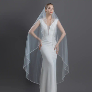 Angel Cut Waltz Length Pearl and Crystal Beaded Wedding Veil Angel Cut Waltz Length Pearl and Crystal Beaded Wedding Veil