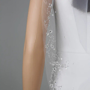 Crystal Flower Vine Fingertip Length Wedding Veil V6347 Crystal Flower Vine Fingertip Length Wedding Veil V6347