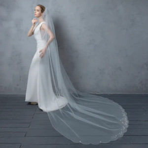 Cathedral Wedding Veil with Crystal Beaded Design V6252C Cathedral Wedding Veil with Crystal Beaded Design V6252C