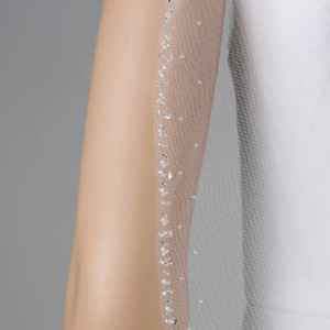 Pearl and Sequin Beaded Fingertip Wedding Veil V6340 Pearl and Sequin Beaded Fingertip Wedding Veil V6340