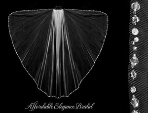 Angel Cut Fingertip Wedding Veil with Crystals and Pearls - sale! Angel Cut Fingertip Wedding Veil with Crystals and Pearls - sale!