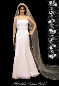 Extra Wide Royal Cathedral Wedding Veil with Beaded Pearl Edge Extra Wide Royal Cathedral Wedding Veil with Beaded Pearl Edge