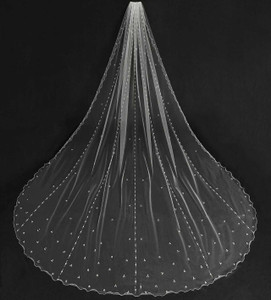 Wide Royal Cathedral Wedding Veil with Pearl and Sequin Beading Wide Royal Cathedral Wedding Veil with Pearl and Sequin Beading