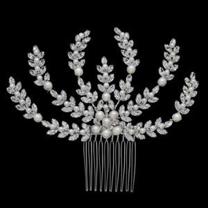 Back or Side Bridal Hair Comb with Pearls and Crystals Back or Side Bridal Hair Comb with Pearls and Crystals