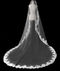 Royal Cathedral Wedding Veil with Floral Chantilly Lace Royal Cathedral Wedding Veil with Floral Chantilly Lace