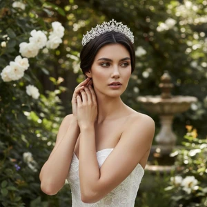  Fleur de Lys Crystal Wedding Tiara  in Silver, Gold and Rose Gold