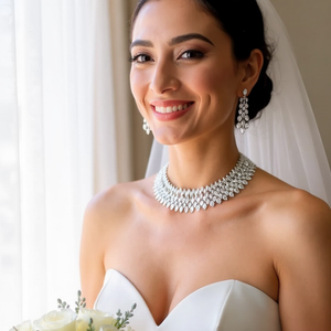 Choker Style CZ Crystal Bridal and Formal Jewelry Set Choker Style CZ Crystal Bridal and Formal Jewelry Set
