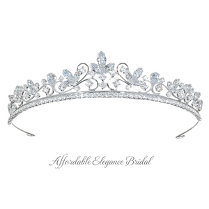 Dainty Silver Plated CZ Wedding Tiara hp327 Dainty Silver Plated CZ Wedding Tiara hp327