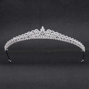 Petite CZ Wedding Tiara with Platinum Plating Petite CZ Wedding Tiara with Platinum Plating