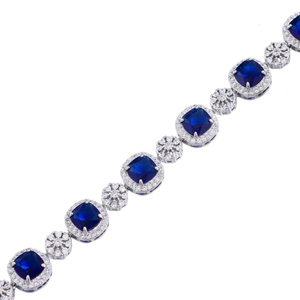 Extravagant Sapphire Blue CZ Statement Wedding Bracelet  Extravagant Sapphire Blue CZ Statement Wedding Bracelet