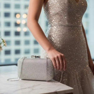 Silver Crystal Wedding Clutch Purse P3522 Silver Crystal Wedding Clutch Purse P3522