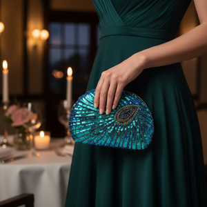 Blue Vintage Inspired Peacock Wedding Clutch Purse P9636 Blue Vintage Inspired Peacock Wedding Clutch Purse P9636