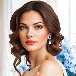 Sapphire Blue CZ and Pearl Wedding and Formal Earrings E3468