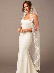 Waltz Length Wedding Veil with Alencon Lace Edge Envogue V2687WZ