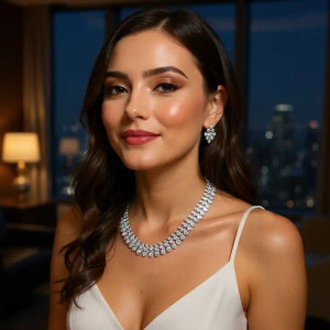 18K White Gold CZ Formal and Bridal Jewelry Set