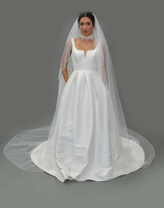 Beaded Edge Cascade Royal Cathedral Wedding Veil Elena E1607