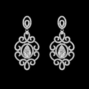Brilliant Filigree CZ Wedding Earrings E4018