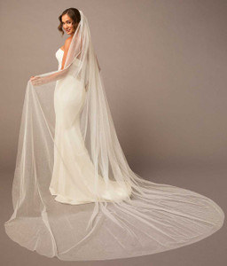 Glitter Tulle Cathedral Wedding Veil with Pearls Envogue V2381WC