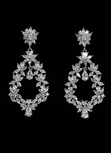 Oval Drop CZ Wedding Earrings 4023E
