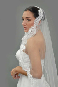 Mantilla Style Wedding Veil in Knee and Royal Cathedral Lengths