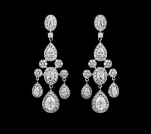 Sterling Silver Vintage Inspired Chandelier CZ Wedding Earrings