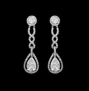 Sterling Silver Drop CZ Wedding Earrings
