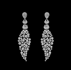 Exquisite Sterling Silver Drop CZ Wedding Earrings