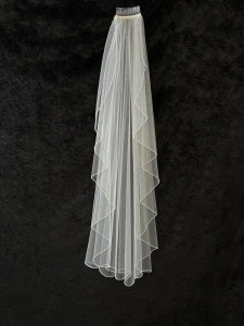 Knee Length Pearl and Crystal Waterfall Wedding Veil