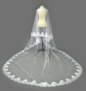 Two Layer Chantilly Lace Royal Cathedral Drop Wedding Veil